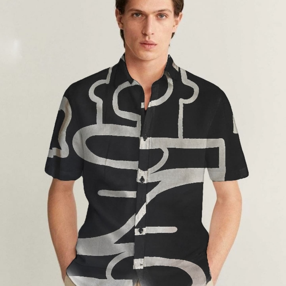 Men's Brown and Gray Patterned Shirt - Picture 5 of 7